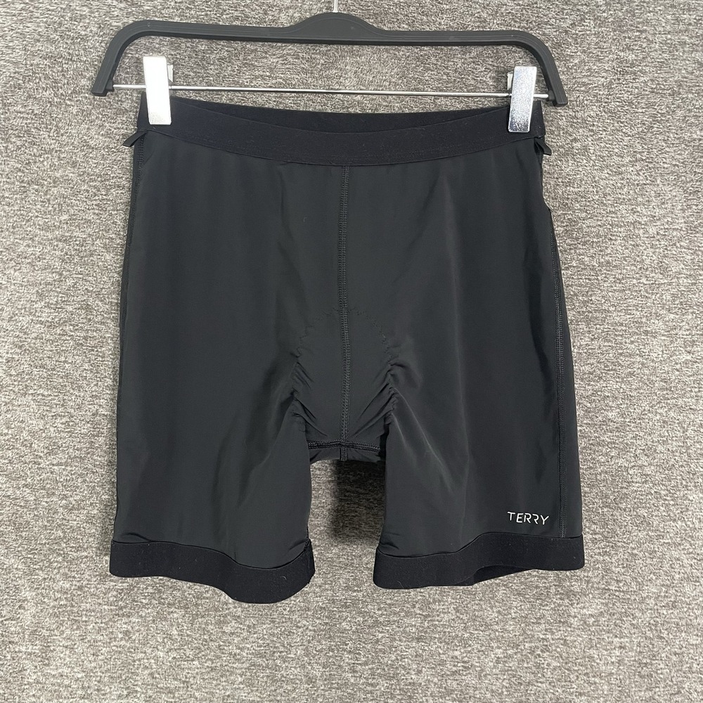 Terry Biker Shorts 7.5" Womens Medium Black Stretch Cycling Bike Athletic